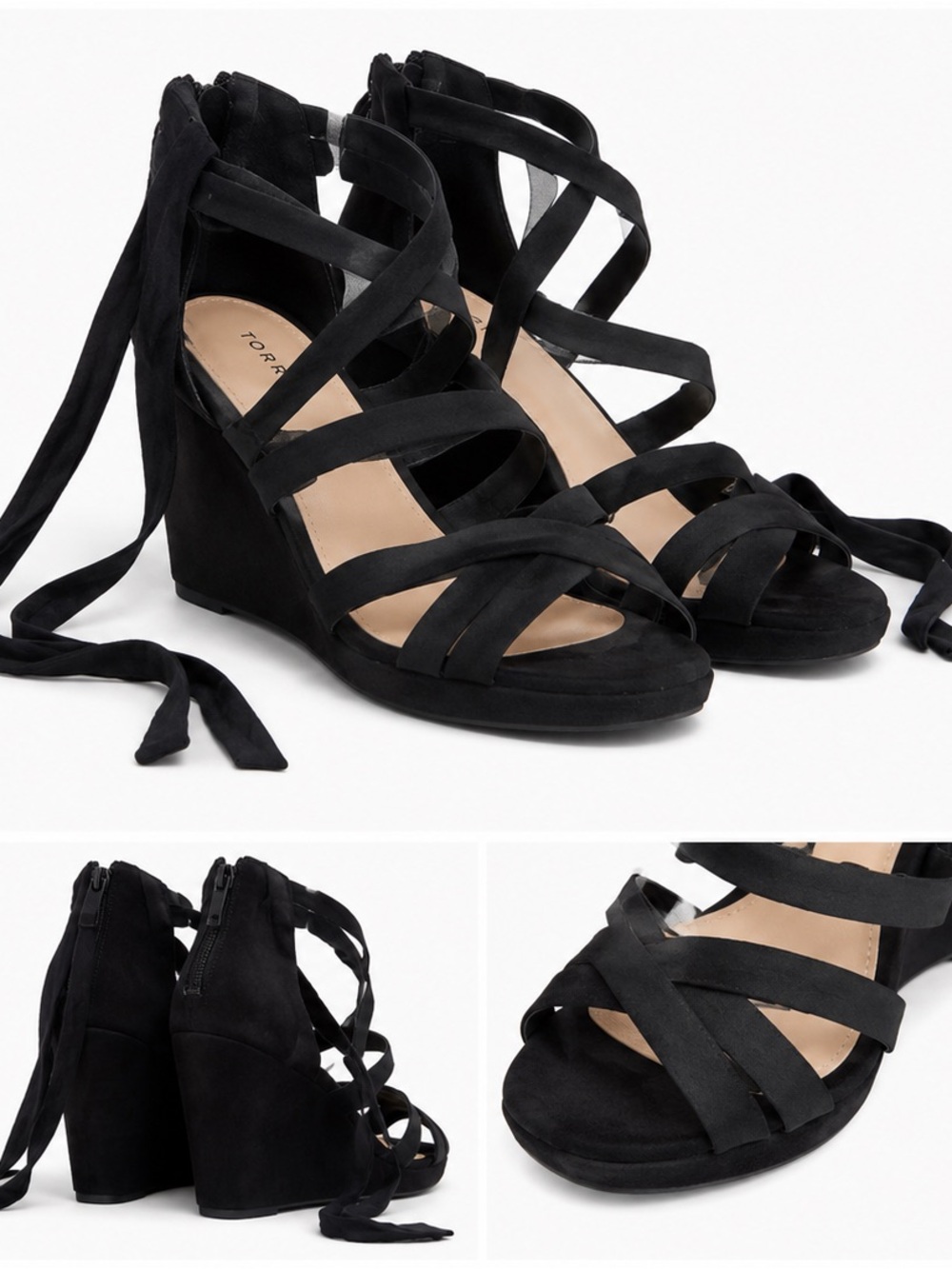 Torrid 8.5w Women’s Black Strappy Lace-Up Sandals
